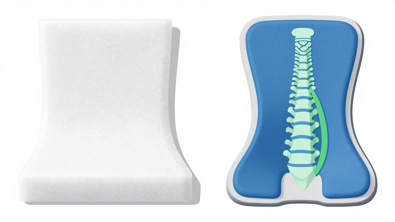 Comparison between a regular comfort cushion and a medical wedge cushion
