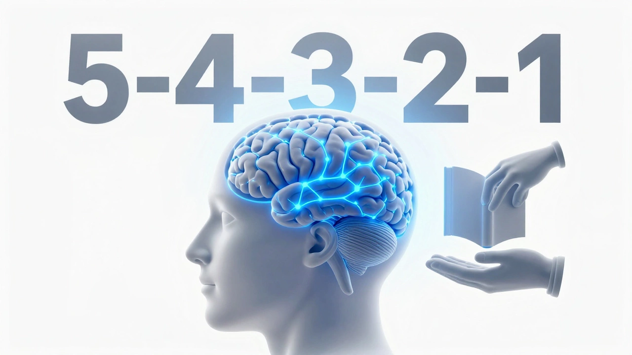Brain illustration showing countdown numbers activating focus