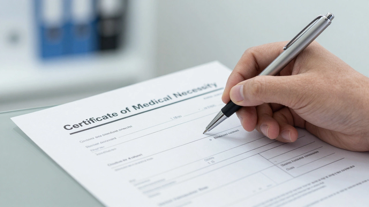 Doctor signing medical paperwork for lift chair prescription