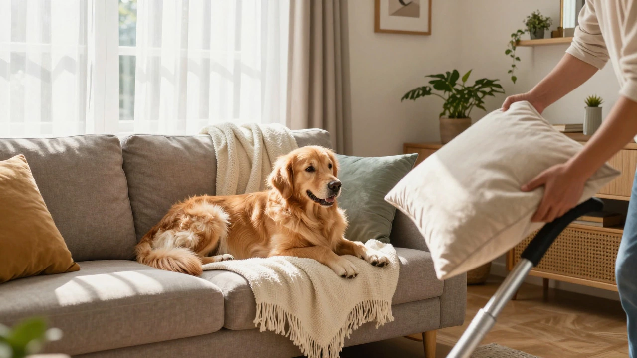 Family rotating sofa cushions and protecting furniture from pet wear