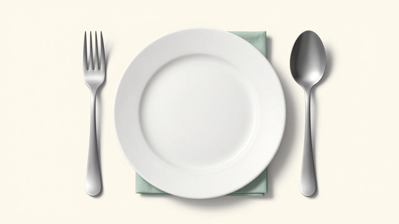 Top-down view of a formal place setting with fork and spoon