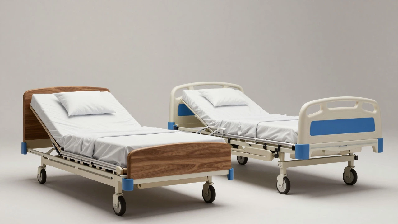 Comparison of a luxury adjustable bed base versus a standard hospital bed frame
