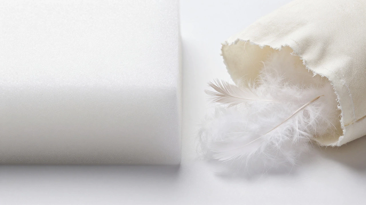 Comparison of high-density foam blocks and down feather filling materials
